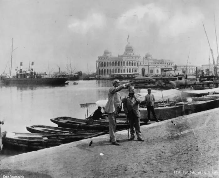 Framed Print : Port Said. circa 1885: Quayside at Port Said, Egypt, during the late nineteenth century Framed Print : Port Said. circa 1885: Quayside at Port Said, Egypt, during the late nineteenth century