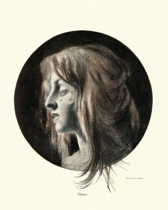 Framed Print : Portait of a young woman crying, Tears, Jugendstil, Art Nouveau Framed Print : Portait of a young woman crying, Tears, Jugendstil, Art Nouveau