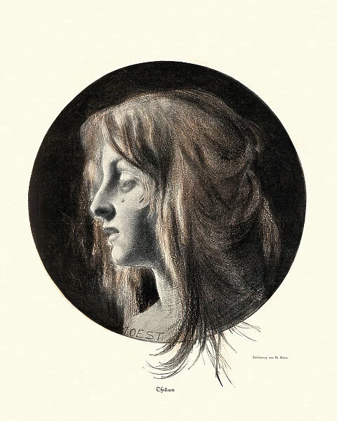 Portait of a young woman crying, Tears, Jugendstil, Art Nouveau