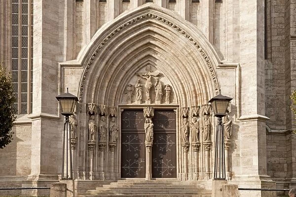 Portal of Marienkirche church in Muhlhausen, Unstrut Hainich district, Thuringia, Germany