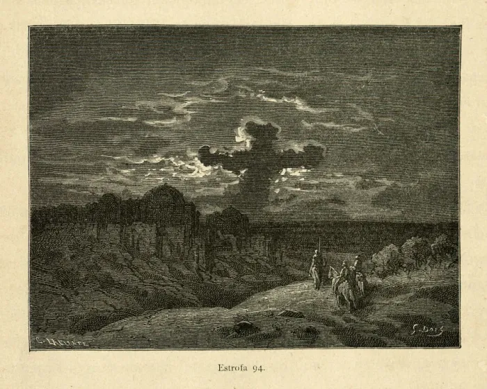 Framed Print : Portent, Cloud in the shape cross appearing above the city