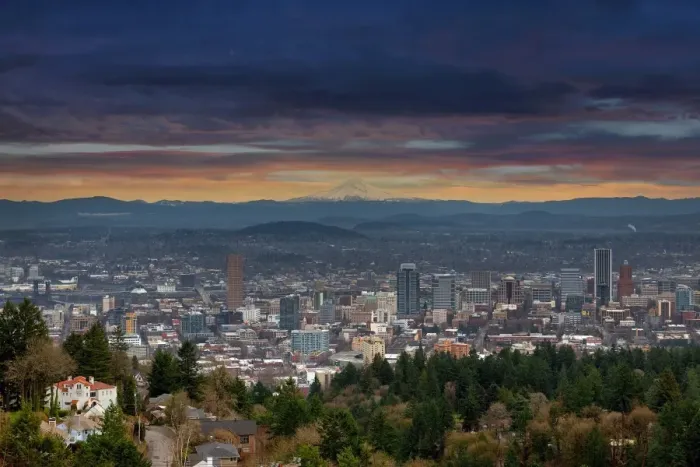 Framed Print : Portland Cityscape at Sunrise Framed Print : Portland Cityscape at Sunrise