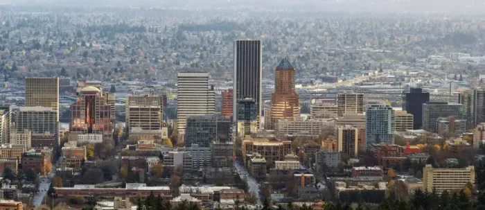 Framed Print : Portland Downtown Cityscape Panorama Framed Print : Portland Downtown Cityscape Panorama