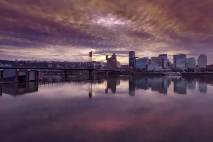 Framed Print : Portland DOwntown Skyline Sunset Framed Print : Portland DOwntown Skyline Sunset