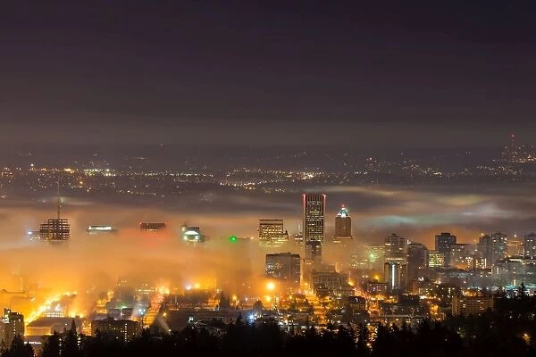 Portland OR in Morning Fog