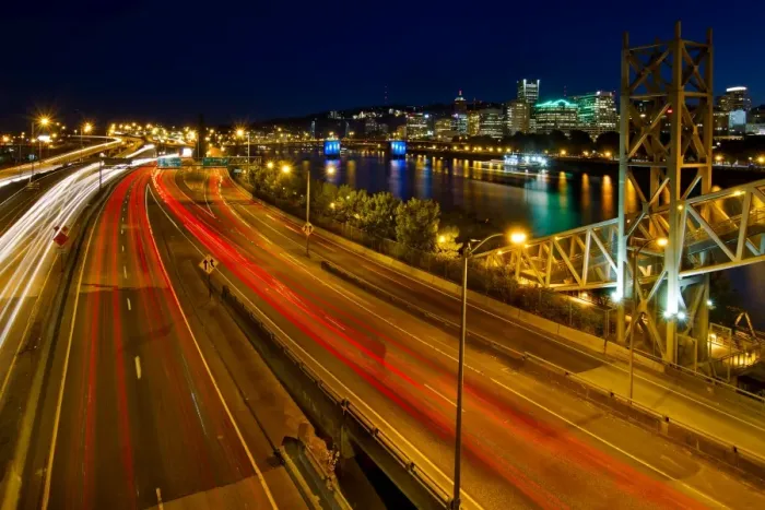Framed Print : Portland Oregon downtown skyline at night Framed Print : Portland Oregon downtown skyline at night