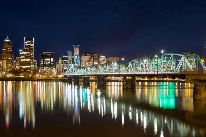 Framed Print : Portland Oregon Skyline at Blue Hour Framed Print : Portland Oregon Skyline at Blue Hour