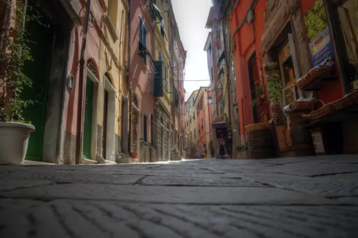 Framed Print : Portovenere old town colourful narrow street Framed Print : Portovenere old town colourful narrow street