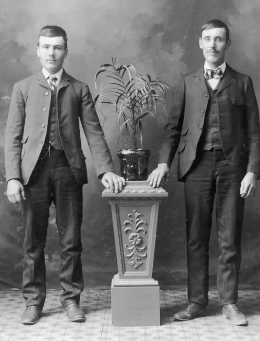 Framed Print : Portrait. A Portrait of Two Finnish Males Posing for a Studio Portrait circa 1900 Framed Print : Portrait. A Portrait of Two Finnish Males Posing for a Studio Portrait circa 1900