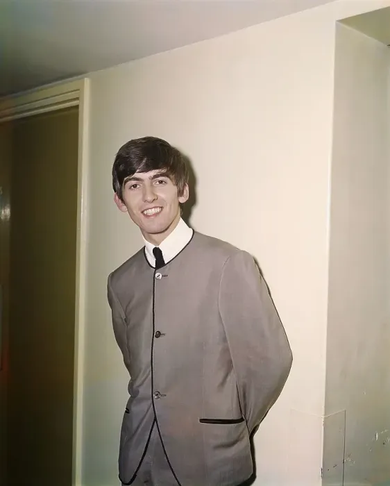 Framed Print : Portrait. LONDON - 1964: Guitarist George Harrison of the rock Framed Print : Portrait. LONDON - 1964: Guitarist George Harrison of the rock
