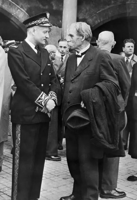 Framed Print : Portrait of Albert Schweitzer with Prefect Framed Print : Portrait of Albert Schweitzer with Prefect