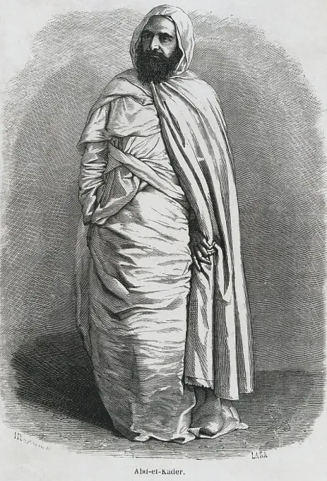 Framed Print : Portrait of Algerian Leader Abdelkader in Swaddling Garments Framed Print : Portrait of Algerian Leader Abdelkader in Swaddling Garments