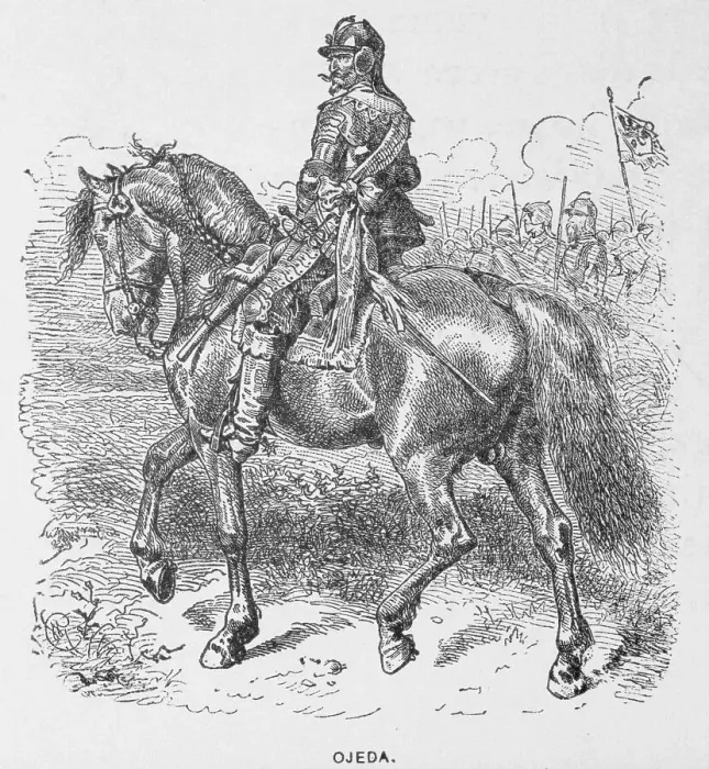 Framed Print : Portrait of Alonso de Ojeda on Horseback