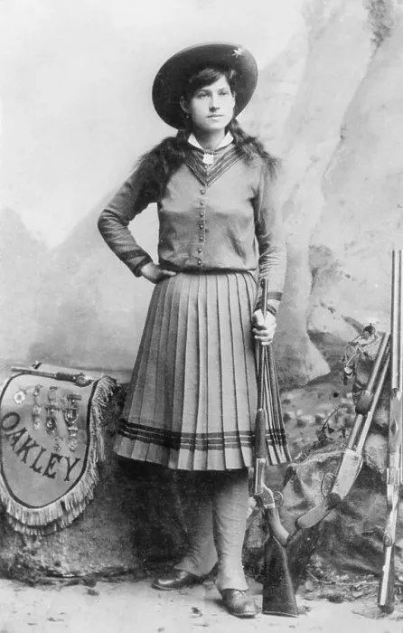 Framed Print : Portrait of Annie Oakley Posing with Hand on Her Hip Framed Print : Portrait of Annie Oakley Posing with Hand on Her Hip