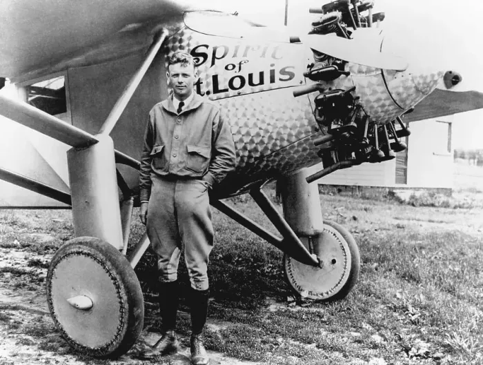 Framed Print : Portrait of Aviator Charles Lindbergh with Spirit of St. Louis Framed Print : Portrait of Aviator Charles Lindbergh with Spirit of St. Louis