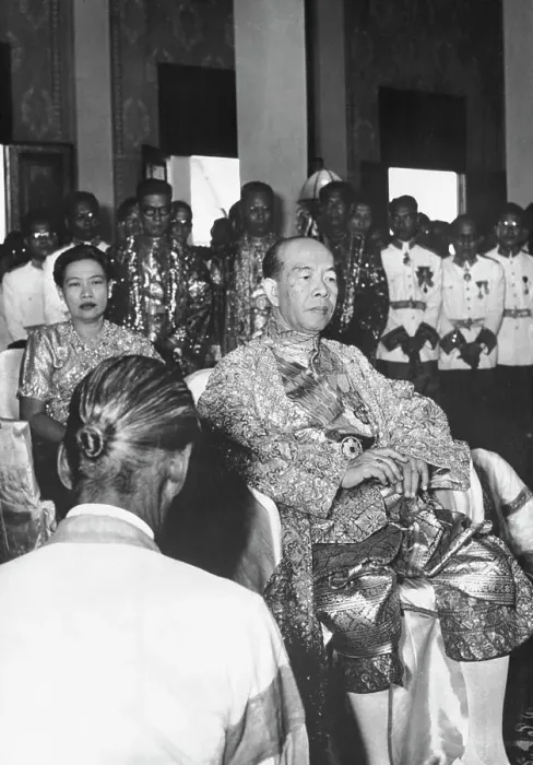 Framed Print : Portrait of Cambodian King Suramarit on His Throne Chair Framed Print : Portrait of Cambodian King Suramarit on His Throne Chair