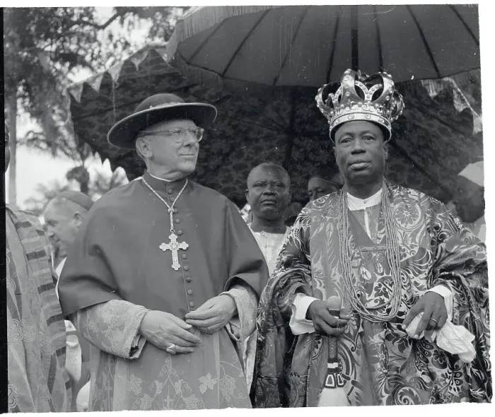 Framed Print : Portrait of Cardinal J.F. McIntyre and Oba Adele II Framed Print : Portrait of Cardinal J.F. McIntyre and Oba Adele II