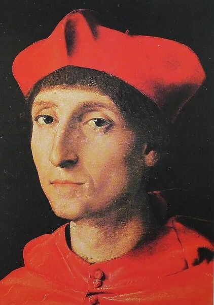 Portrait of a Cardinal, by Raffaello Sanzio da Urbino, also Raffael da Urbino, Raffaello Santi, Raffaello Sanzio, Raffael, Italian painter, Italy, digitally restored reproduction of a work of art (public domain) from c. 1500
