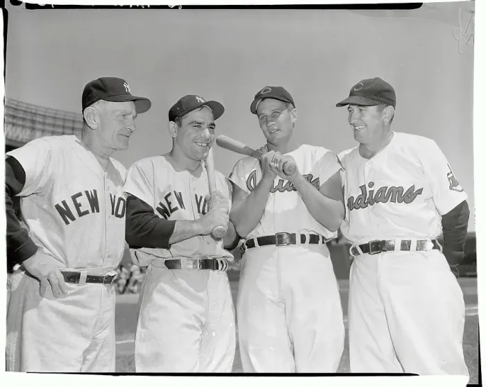 Framed Print : Portrait of Casey Stengel, Yogi Berra, Al Rosen, and Al Lopez