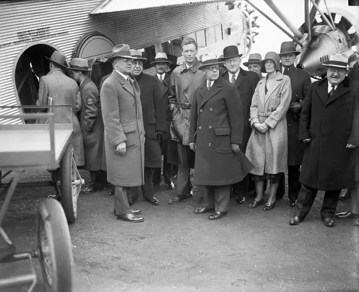 Framed Print : Portrait of Charles Lindbergh with Dignitaries
