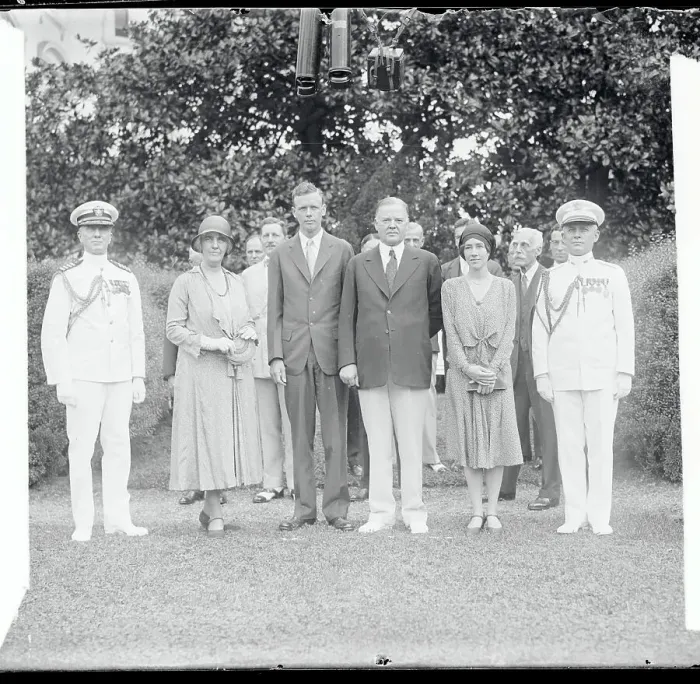 Framed Print : Portrait of Charles Lindbergh with Dignitaries Framed Print : Portrait of Charles Lindbergh with Dignitaries