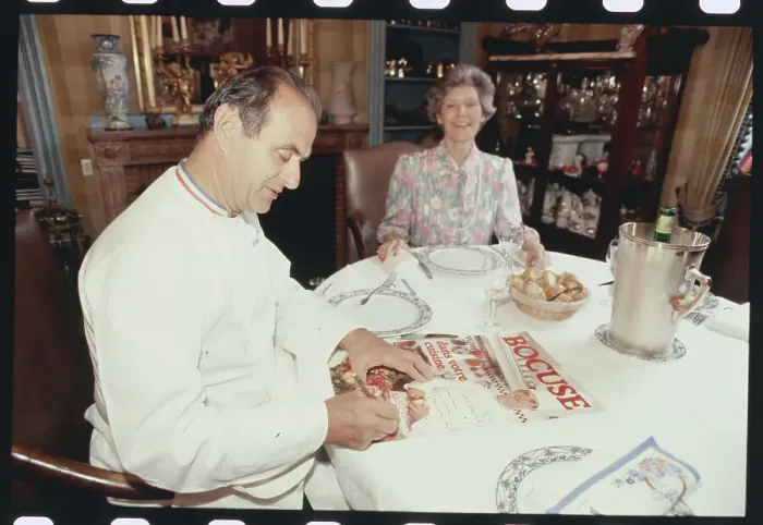 Framed Print : Portrait of Chef Paul Bocuse and Wife at Restaurant