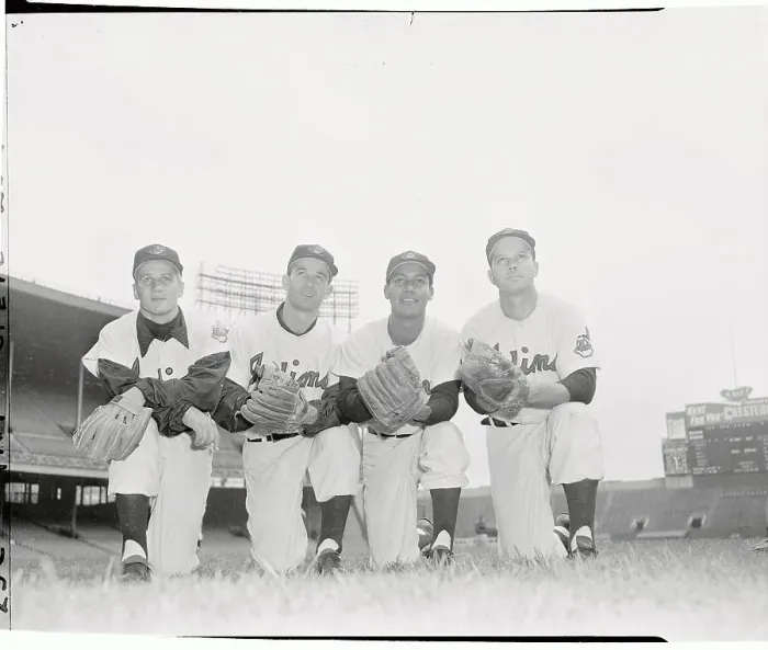 Framed Print : Portrait of Cleveland Indians Infielders Framed Print : Portrait of Cleveland Indians Infielders