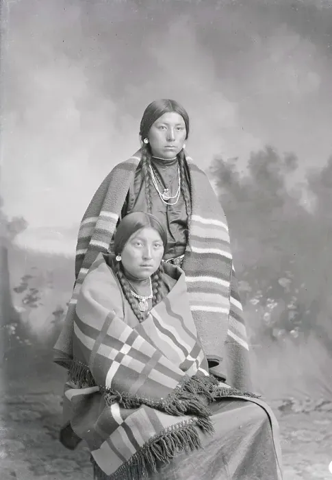 Framed Print : Portrait of Two Crow Indian Girls Framed Print : Portrait of Two Crow Indian Girls