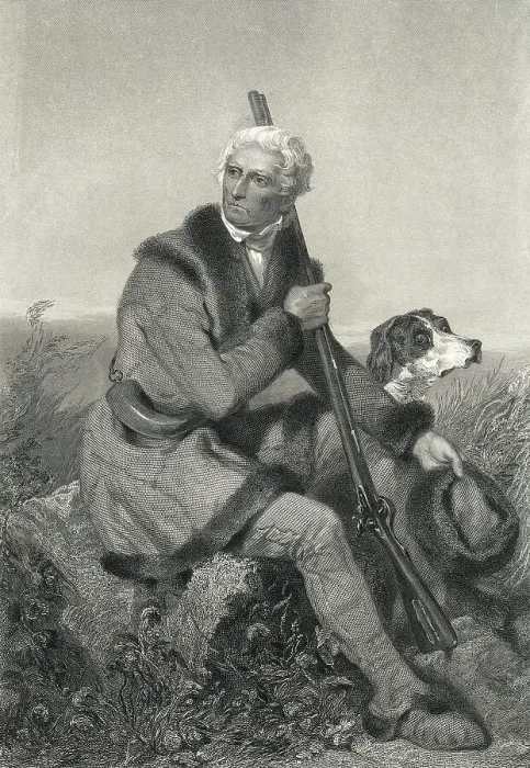 Framed Print : Portrait Of Daniel Boone W / Rifle & Dog Framed Print : Portrait Of Daniel Boone W / Rifle & Dog