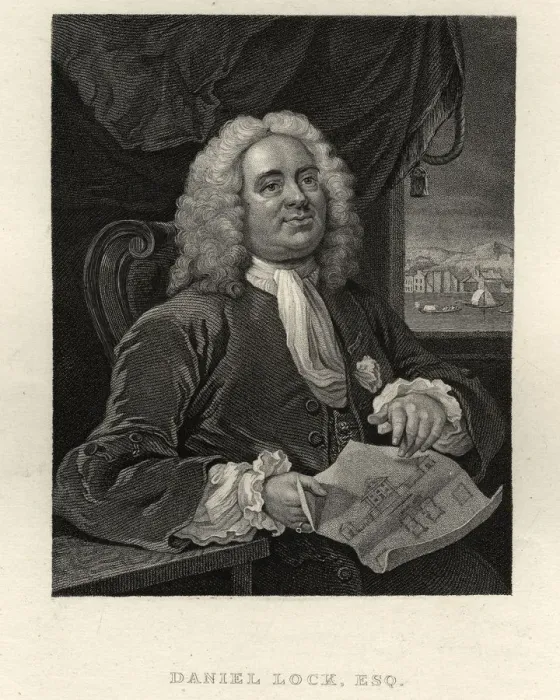 Framed Print : Portrait of Daniel Lock Esq, Architect and artist, by William Hogarth