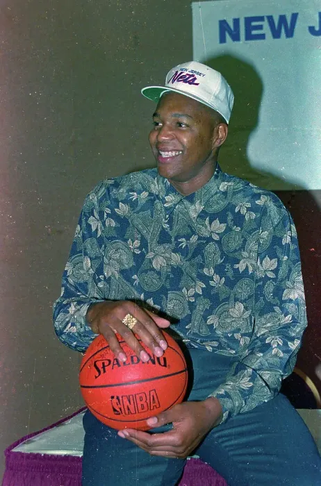 Framed Print : Portrait of Derrick Coleman Holding a Basketball Framed Print : Portrait of Derrick Coleman Holding a Basketball