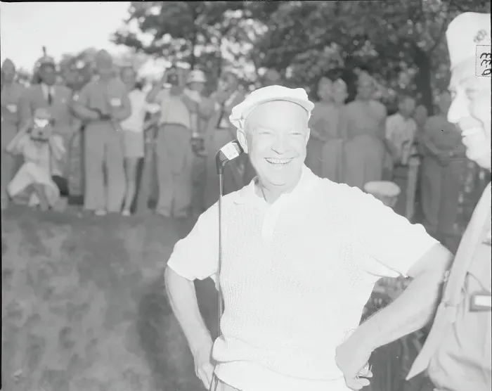 Framed Print : Portrait of Dwight D. Eisenhower Smiling at Recreational Golf Game Framed Print : Portrait of Dwight D. Eisenhower Smiling at Recreational Golf Game