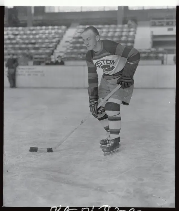 Framed Print : Portrait of Eddie Shore Playing Hockey