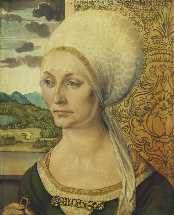 Framed Print : Portrait of Elsbeth Tucher. Artist: Dürer, Albrecht (1471-1528)
