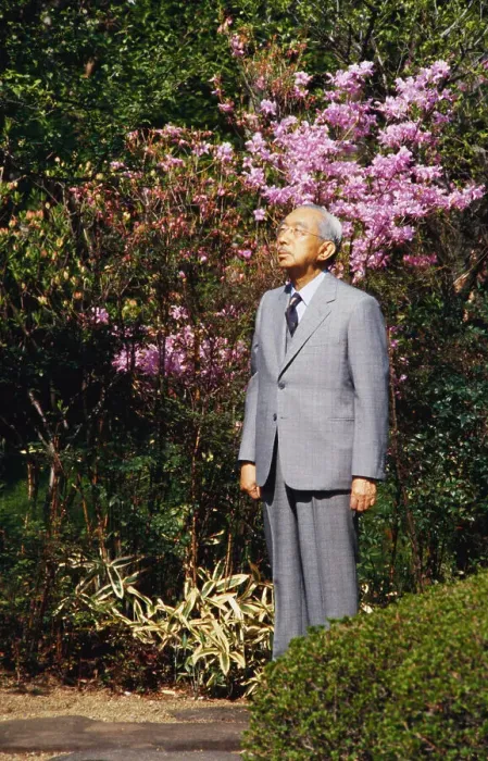 Framed Print : Portrait of Emperor Hirohito Amongst Flowers