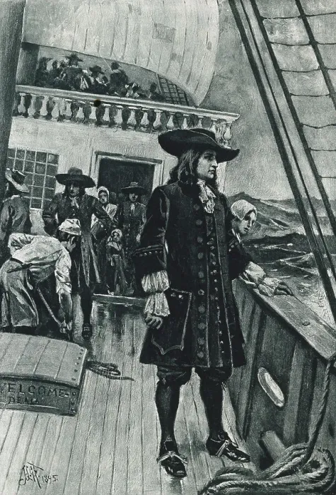 Framed Print : Portrait of English Admiral William Penn Gazing from Ship Framed Print : Portrait of English Admiral William Penn Gazing from Ship