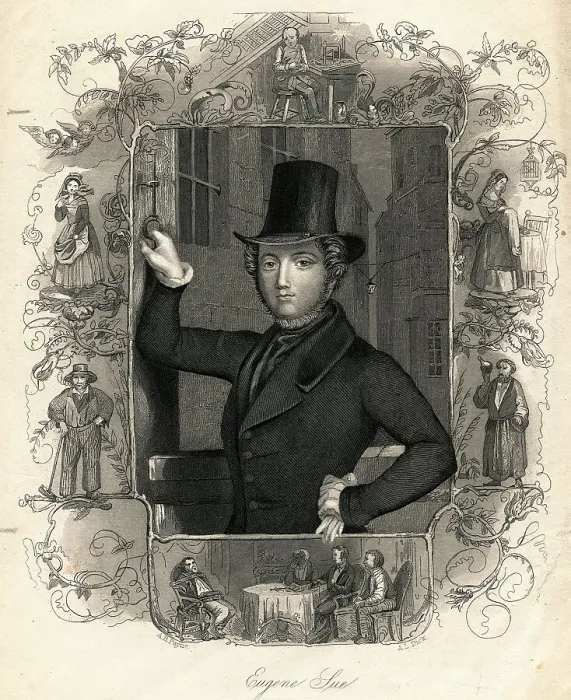 Framed Print : Portrait of Eugene Sue with Elaborate Border Framed Print : Portrait of Eugene Sue with Elaborate Border