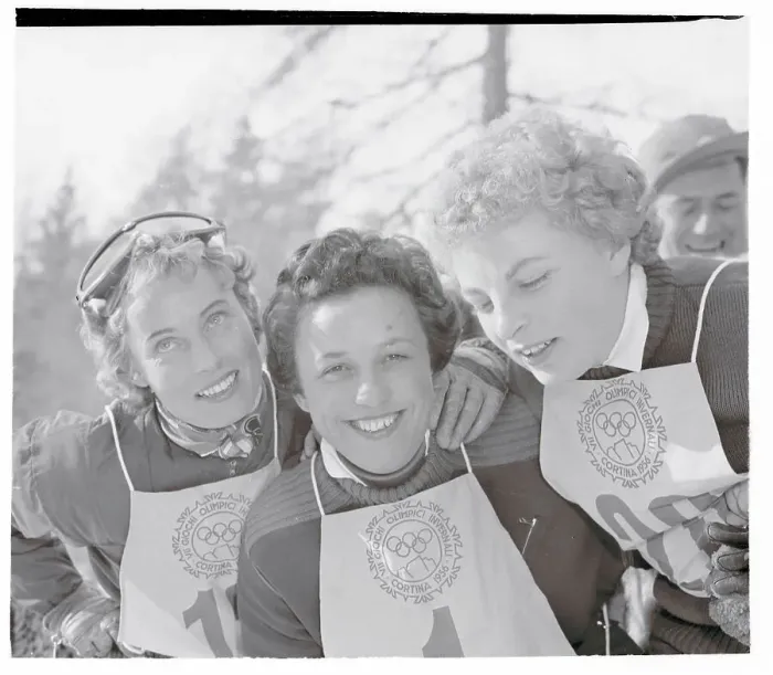 Framed Print : Portrait of First Three Place Winners in Olympic Slalom Event Framed Print : Portrait of First Three Place Winners in Olympic Slalom Event
