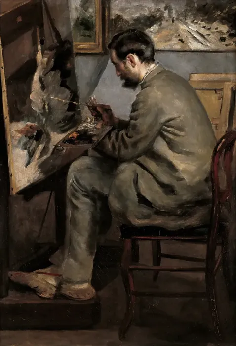 Framed Print : Portrait of Frédéric Bazille at the easel, by Pierre-Auguste Renoir, 1867, 19th Century, oil on canvas Framed Print : Portrait of Frédéric Bazille at the easel, by Pierre-Auguste Renoir, 1867, 19th Century, oil on canvas