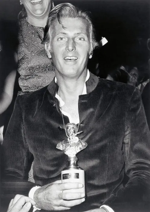 Framed Print : Portrait of French Designer Givenchy Holding Trophy Framed Print : Portrait of French Designer Givenchy Holding Trophy