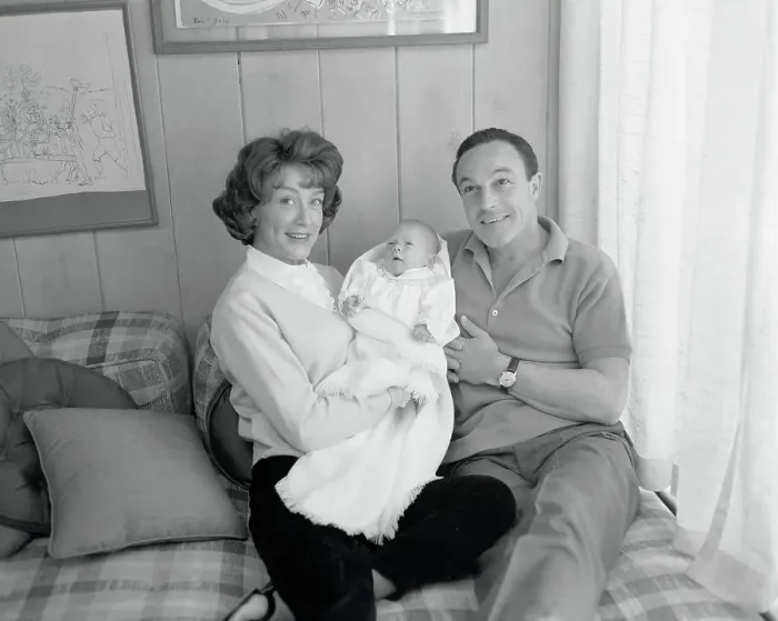 Framed Print : Portrait of Gene Kelly with His Wife and Newborn Baby Framed Print : Portrait of Gene Kelly with His Wife and Newborn Baby