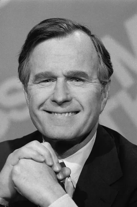 Framed Print : Portrait of George Bush Smiling Framed Print : Portrait of George Bush Smiling