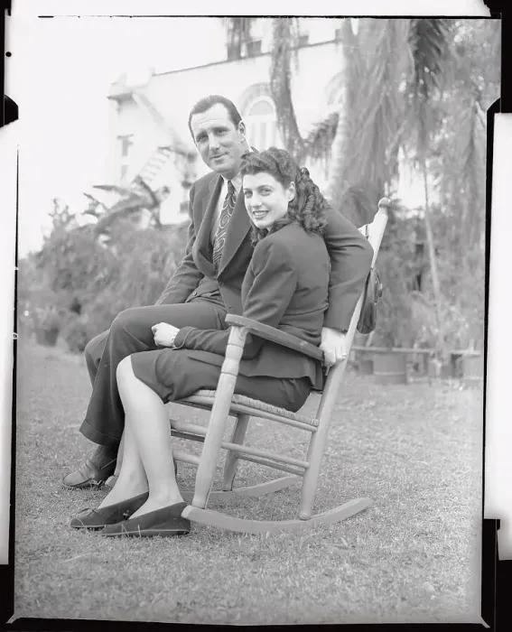 Framed Print : Portrait of Hank and Coral Greenberg Sitting on Rocking Chair Framed Print : Portrait of Hank and Coral Greenberg Sitting on Rocking Chair
