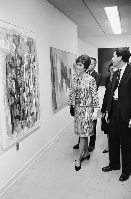 Framed Print : Portrait of Jackie Kennedy Looking at Painting Framed Print : Portrait of Jackie Kennedy Looking at Painting