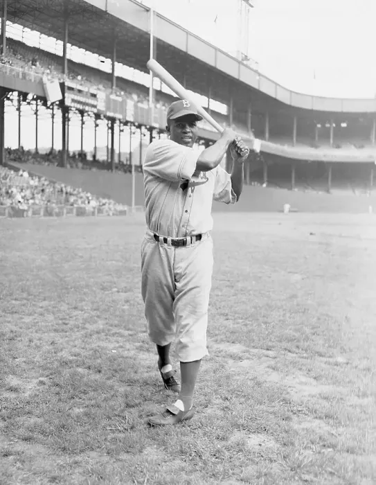 Framed Print : Portrait of Jackie Robinson Holding Bat