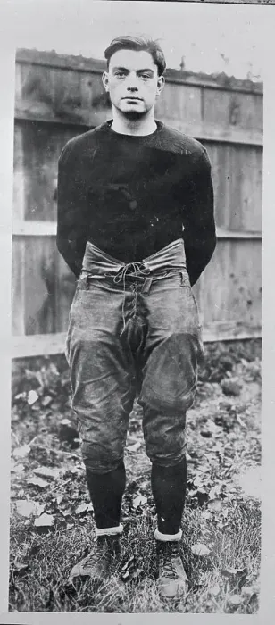 Framed Print : Portrait of James Crowley in Football Attire