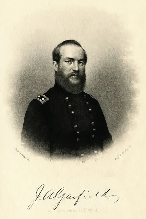 Framed Print : Portrait of James Garfield Wearing Military Uniform Framed Print : Portrait of James Garfield Wearing Military Uniform
