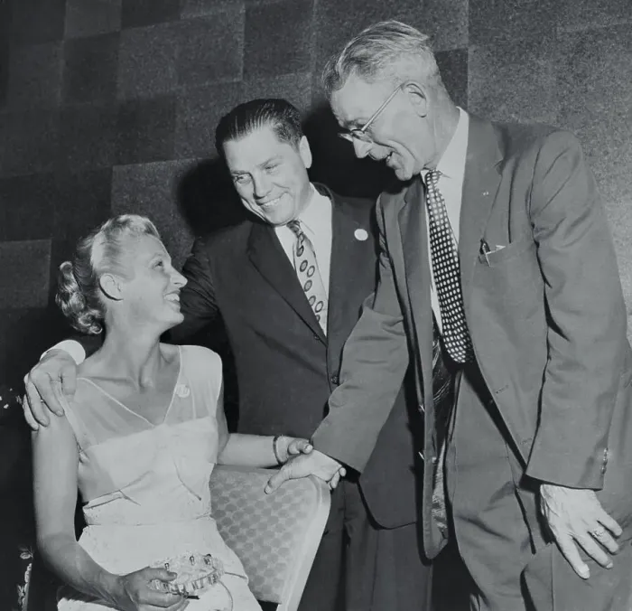 Framed Print : Portrait of James Hoffa with Wife and Andrew McFarlane Framed Print : Portrait of James Hoffa with Wife and Andrew McFarlane