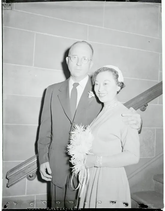 Framed Print : Portrait of James Michener and Mari Yoriko Sabusawa