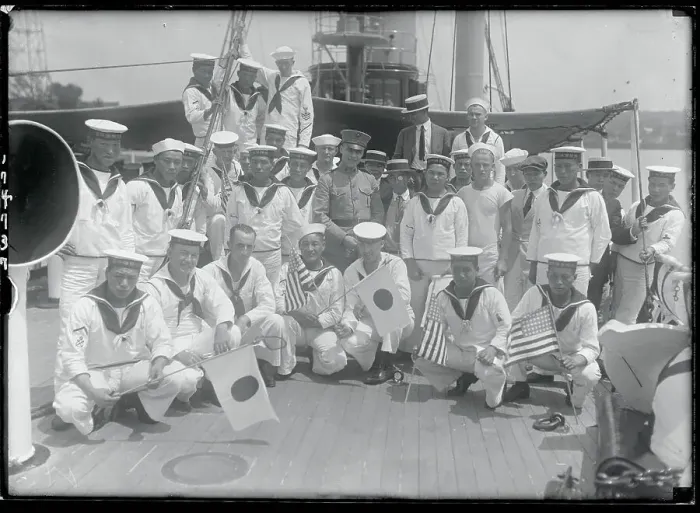 Framed Print : Portrait of Japanese and US Sailors Framed Print : Portrait of Japanese and US Sailors